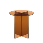 Boston - Round Side Table - Glass - Brown