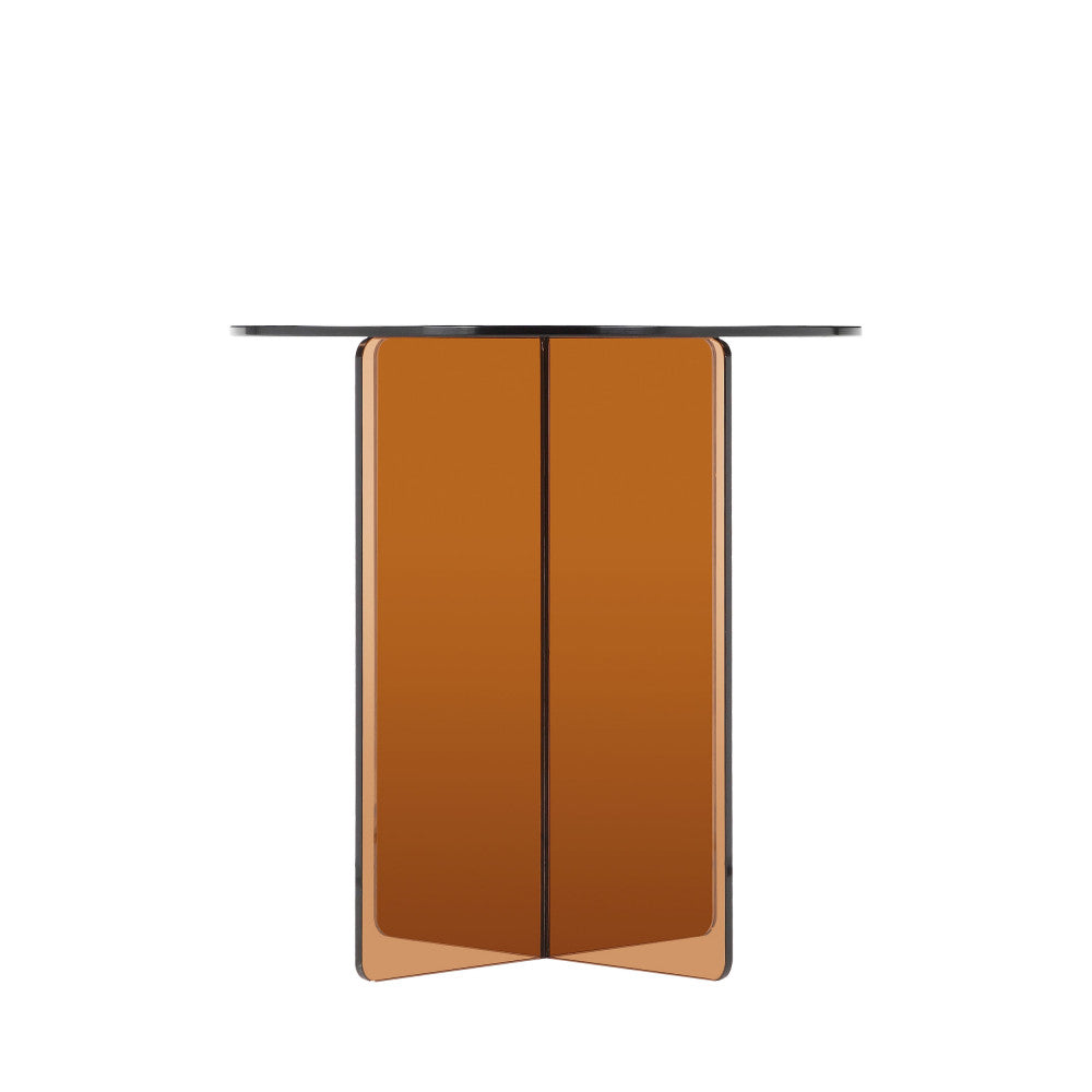 Boston - Round Side Table - Glass - Brown