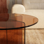 Boston - Round Side Table - Glass - Brown