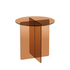 Boston - Round Side Table - Glass - Brown