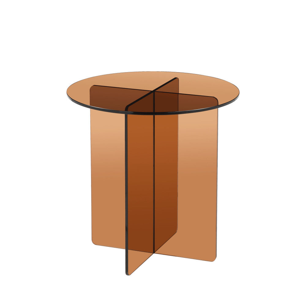Boston - Round Side Table - Glass - Brown