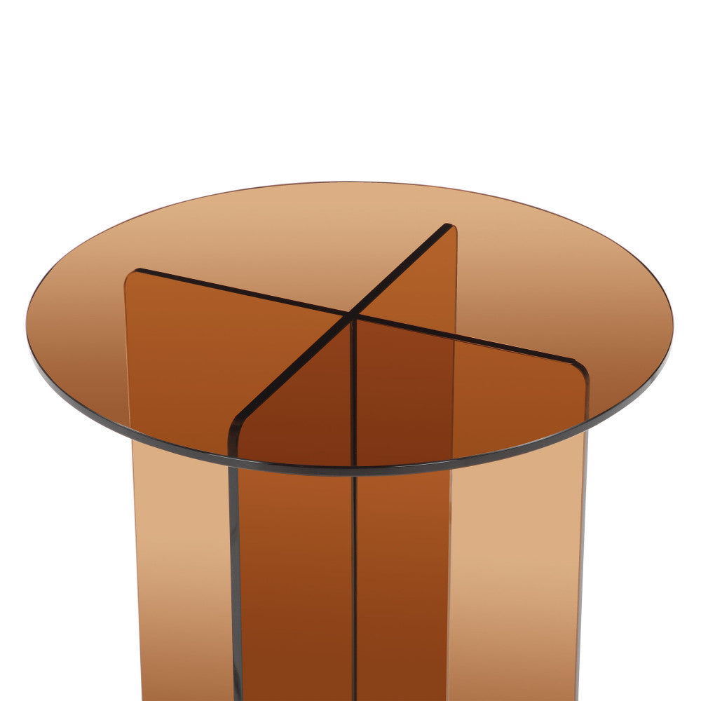 Boston - Round Side Table - Glass - Brown