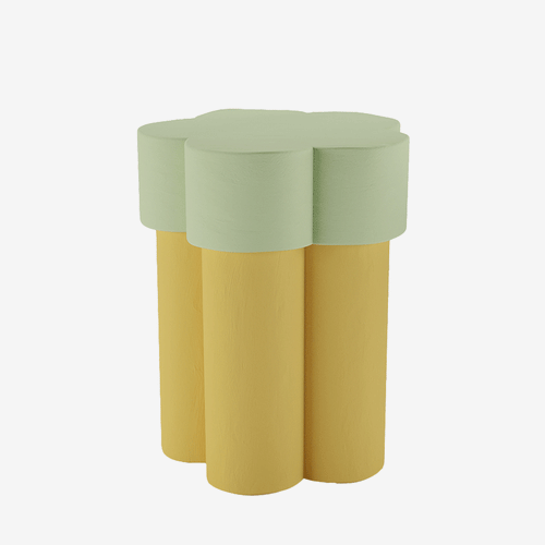 Flower-shaped side table, light green and yellow magnesia Magnolia Potiron Paris