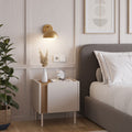 Boxy - 1-Door Bedside Table And Metal - Wood - Beige