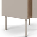 Boxy - 1-Door Bedside Table And Metal - Wood - Beige