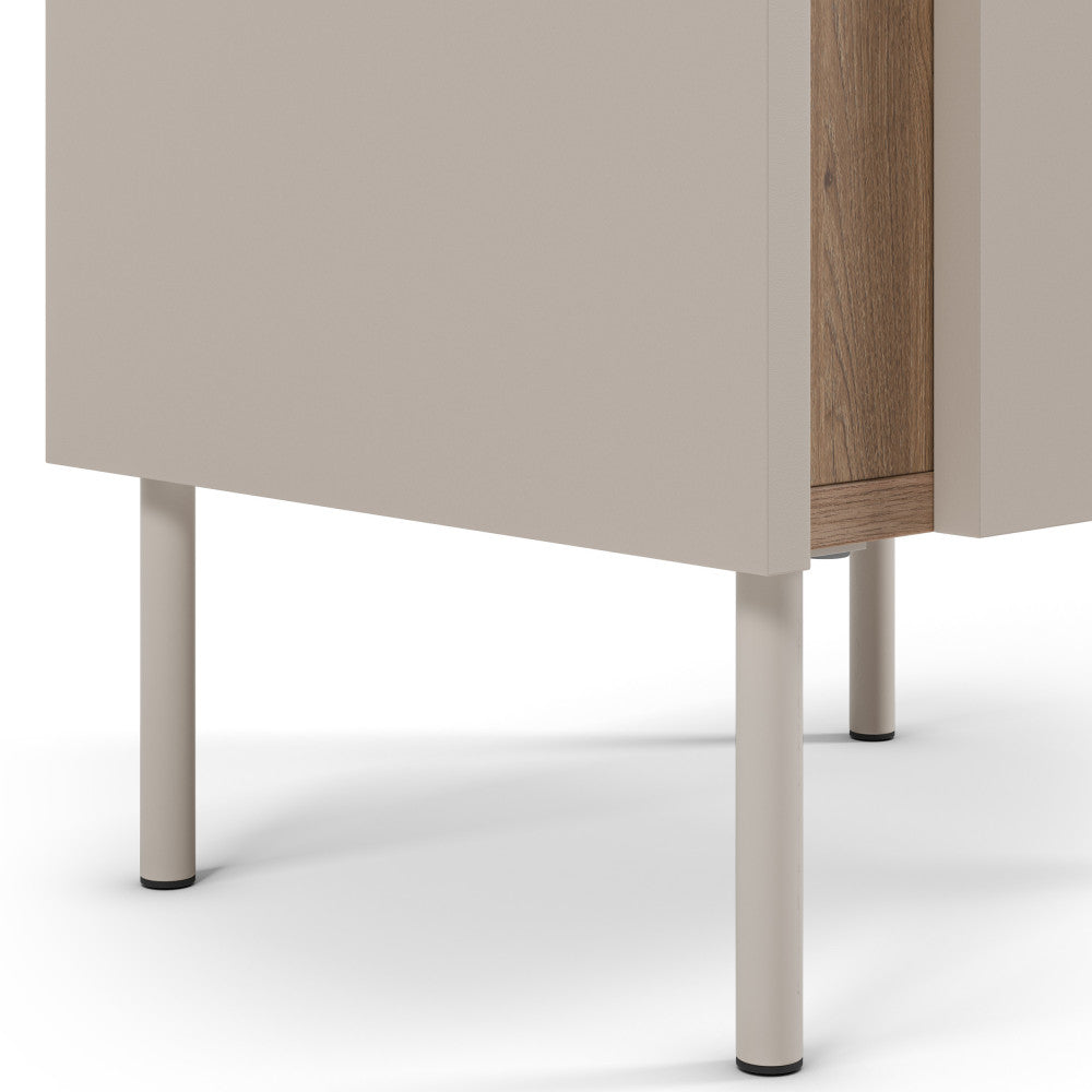 Boxy - 1-Door Bedside Table And Metal - Wood - Beige