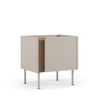 Boxy - 1-Door Bedside Table And Metal - Wood - Beige