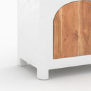 Table de chevet Fira en plâtre blanc cassé et bois d'acacia