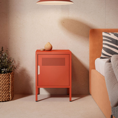 Adel - Table De Chevet 1 Porte - Métal - Terracotta