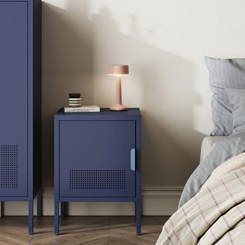Adel - Table De Chevet 1 Porte - Métal - Bleu