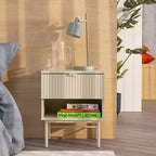 Molly - Table De Chevet 1 Tiroir, 1 Niche - Bois Et Métal - Crème