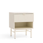 Molly - Table De Chevet 1 Tiroir, 1 Niche - Bois Et Métal - Crème