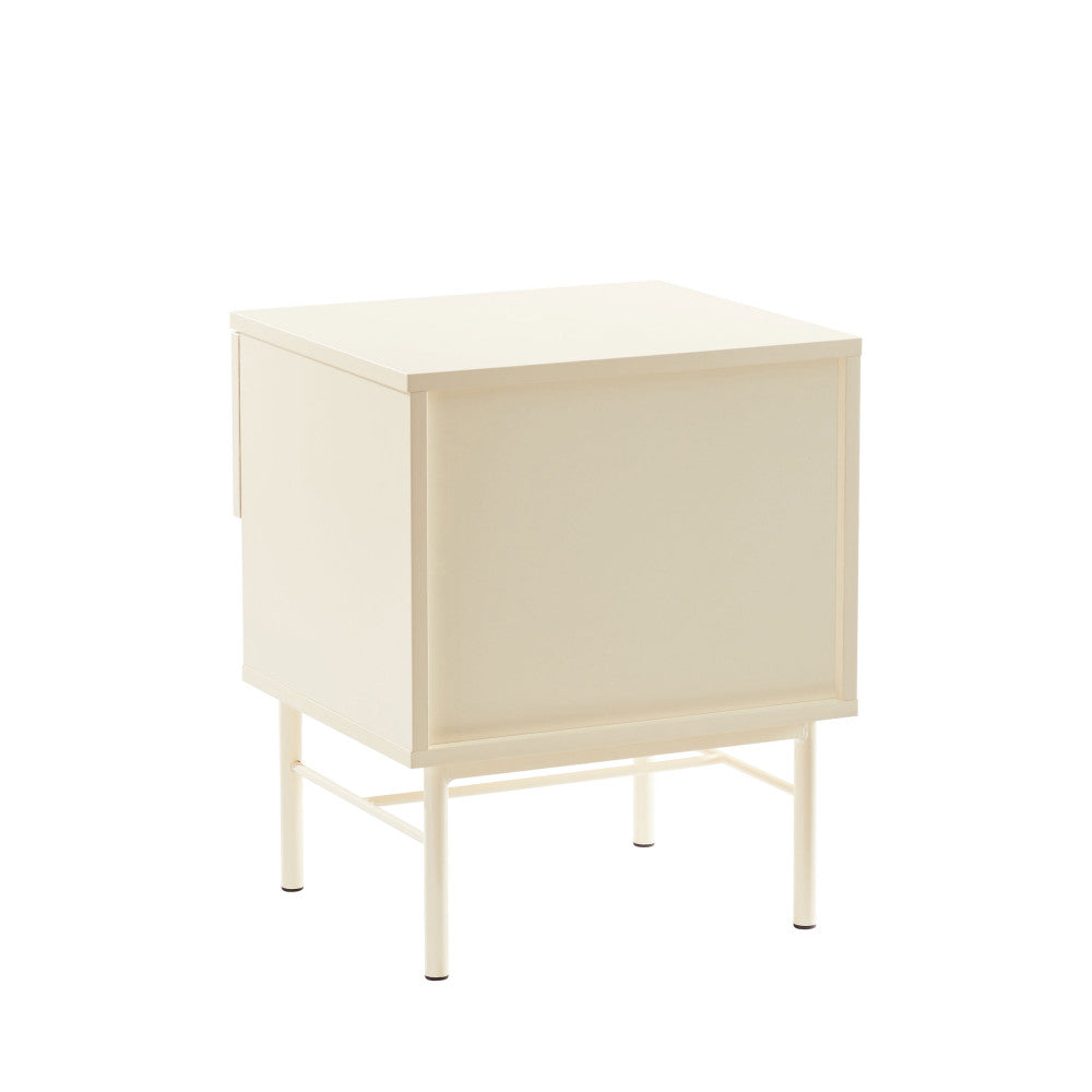 Molly - Table De Chevet 1 Tiroir, 1 Niche - Bois Et Métal - Crème