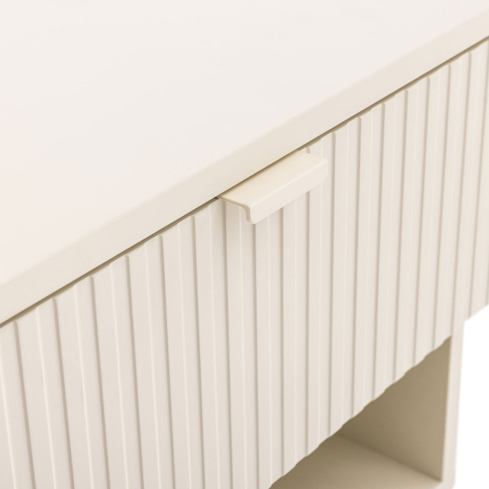 Molly - Table De Chevet 1 Tiroir, 1 Niche - Bois Et Métal - Crème