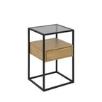 Luma - Table De Chevet 1 Tiroir - Verre, Bois Et Métal - Bois Clair