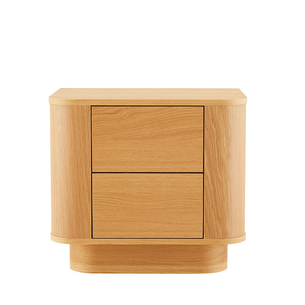 Navan - Mesita de noche de 2 cajones - Madera - Madera clara