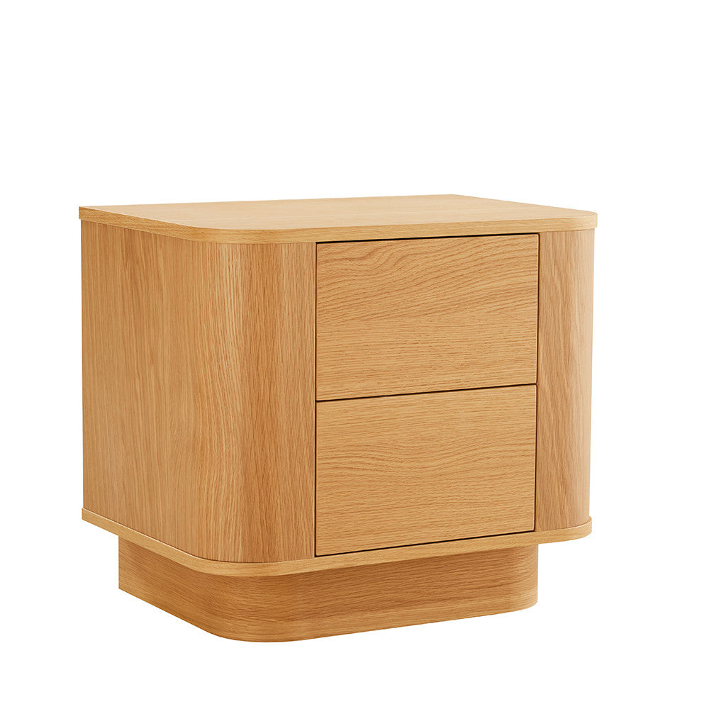 Navan - Mesita de noche de 2 cajones - Madera - Madera clara