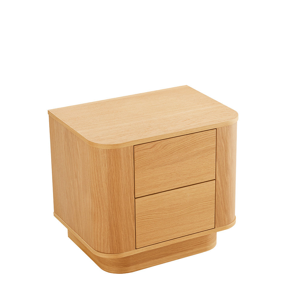 Navan - Mesita de noche de 2 cajones - Madera - Madera clara