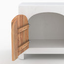Table de chevet Fira en plâtre blanc cassé et bois d'acacia