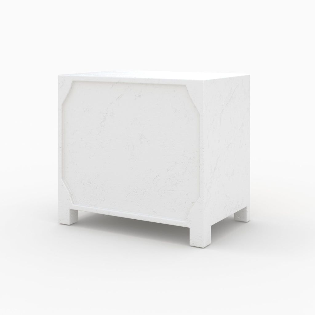 Fira - Mesita De Noche De Yeso Blanco Roto Y Madera De Acacia
