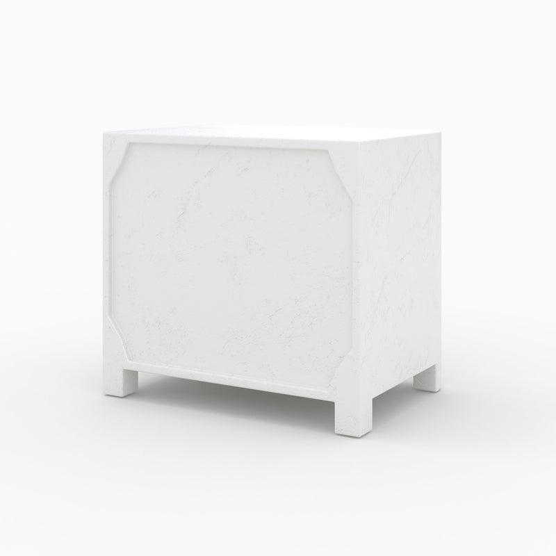 Table de chevet Fira en plâtre blanc cassé et bois d'acacia