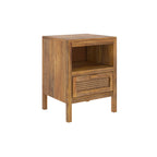 Tiki - Table De Chevet En Bois De Manguier Et Cannage, 1 Tiroir Et 1 Niche