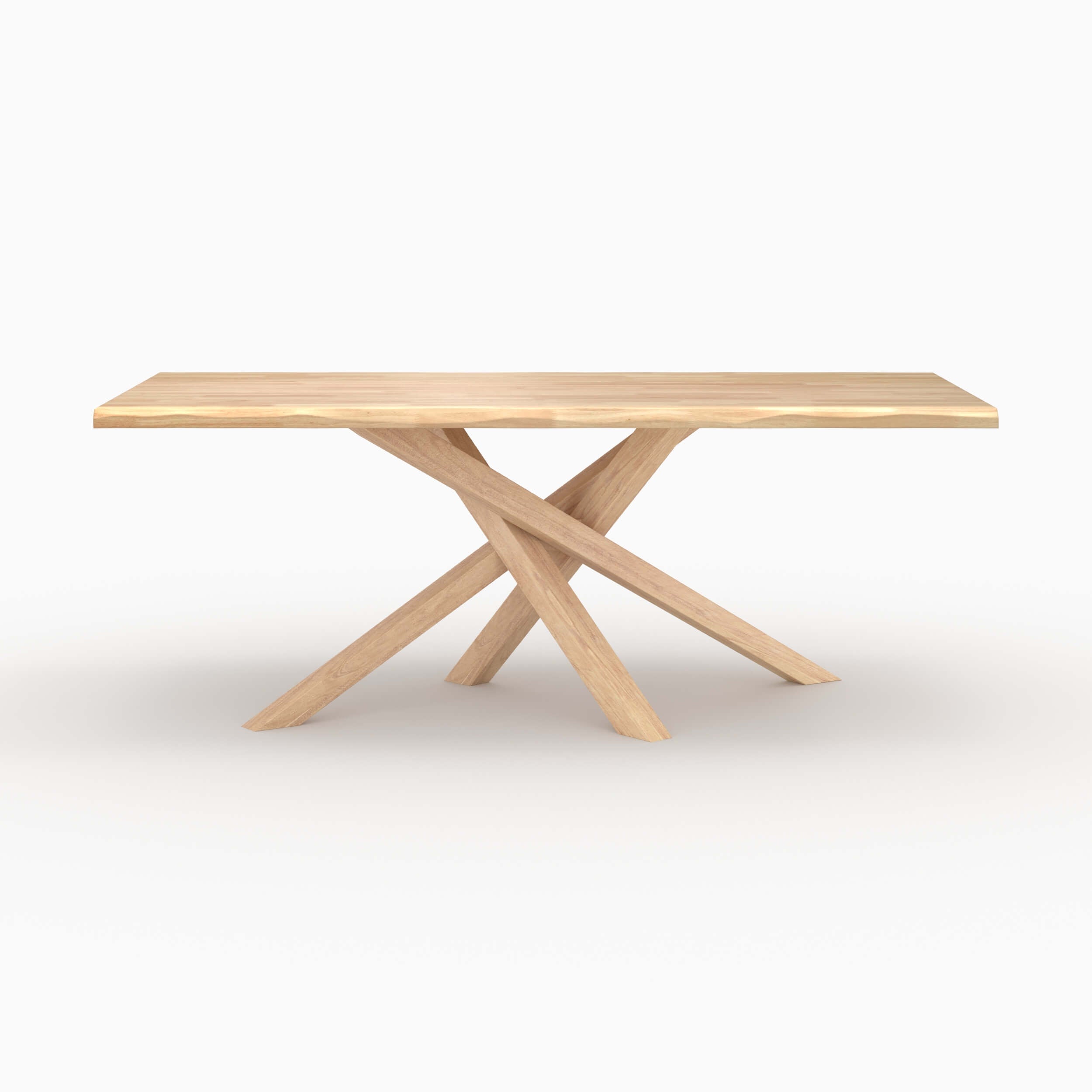 Robin - Table Rectangulaire En Bois D'Hévéa Massif Clair 8 Personnes