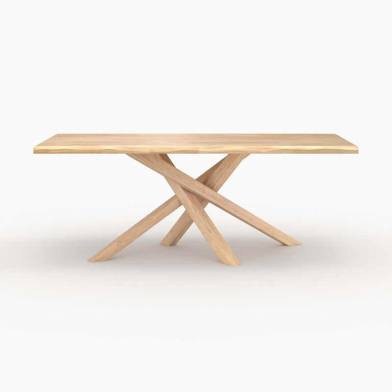 Table Robin rectangulaire en bois d'hévéa massif clair 8 personnes