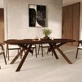 Merlin - Table Rectangulaire En Bois D'Hévéa Massif Foncé 8 Personnes