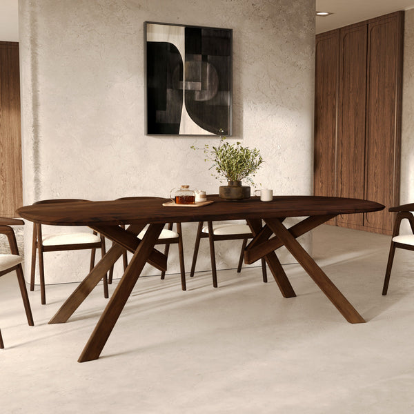 Merlin - Rectangular Table in Dark Solid Rubberwood for 8 People