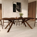 Table Merlin rectangulaire en bois d'hévéa massif foncé 8 personnes