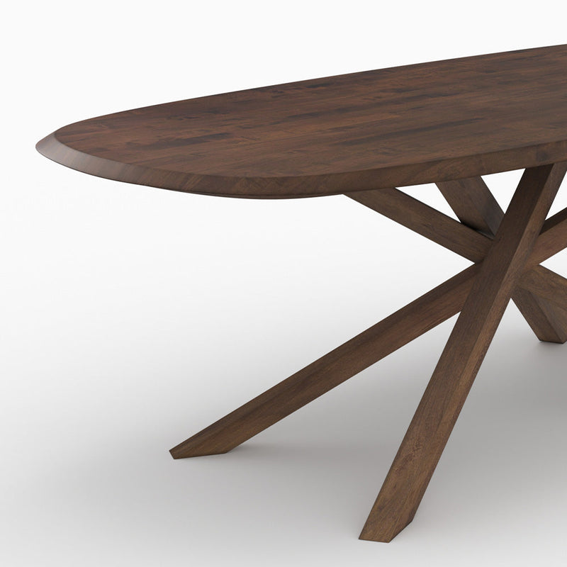 Table Aladin rectangulaire en bois d'hévéa massif foncé 10 personnes