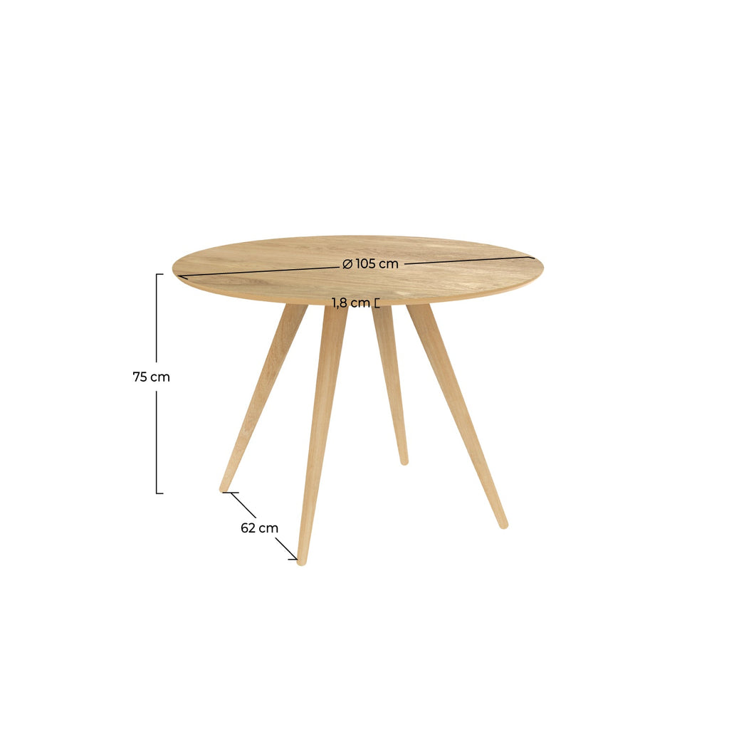 Liwa - Mesa redonda para 4 personas en madera clara natural