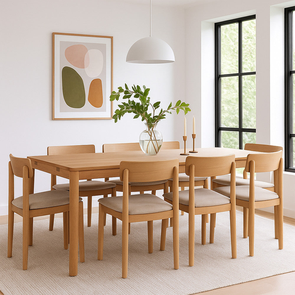 Savacou - Mesa de comedor extensible de 8 a 12 personas - Madera - Madera clara