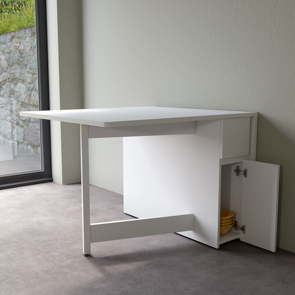 Kungla - Mesa de comedor plegable para 2 personas - Madera - Blanco