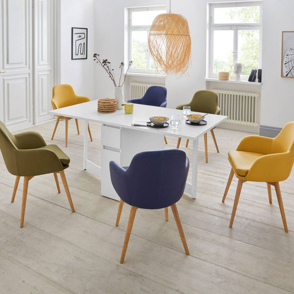 Kungla - Mesa de comedor plegable para 2 personas - Madera - Blanco
