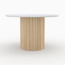 Table ronde 4 personnes Agathe en marbre blanc et bois de manguier