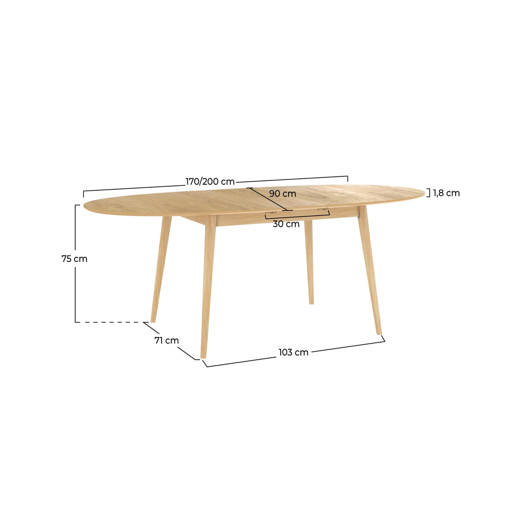 Eddy - Table Ovale 6/8 Personnes Extensible En Bois Clair