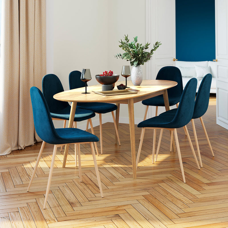 Table ovale Eddy 6/8 personnes extensible en bois clair 170/200 cm