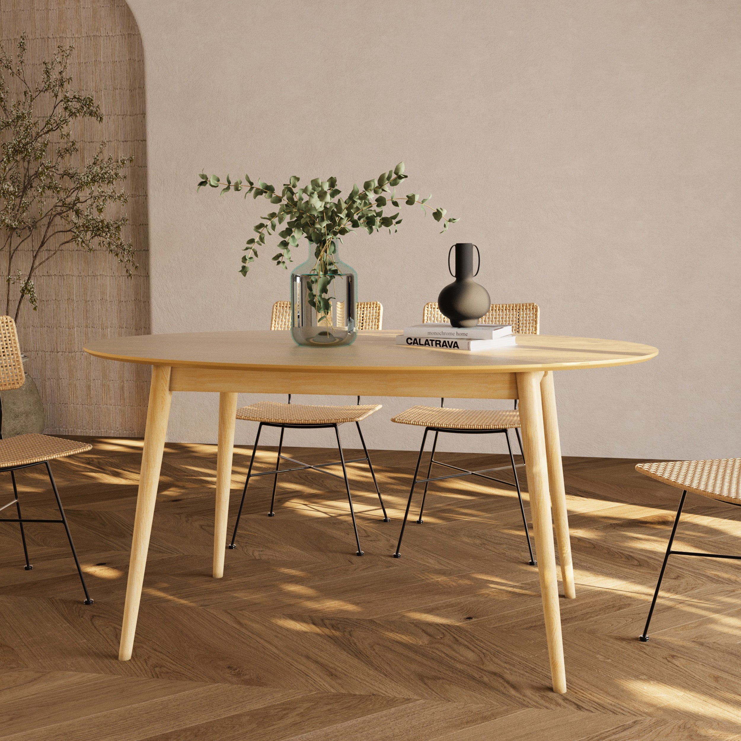 Eddy - Oval Table for 6 People in Light Wood