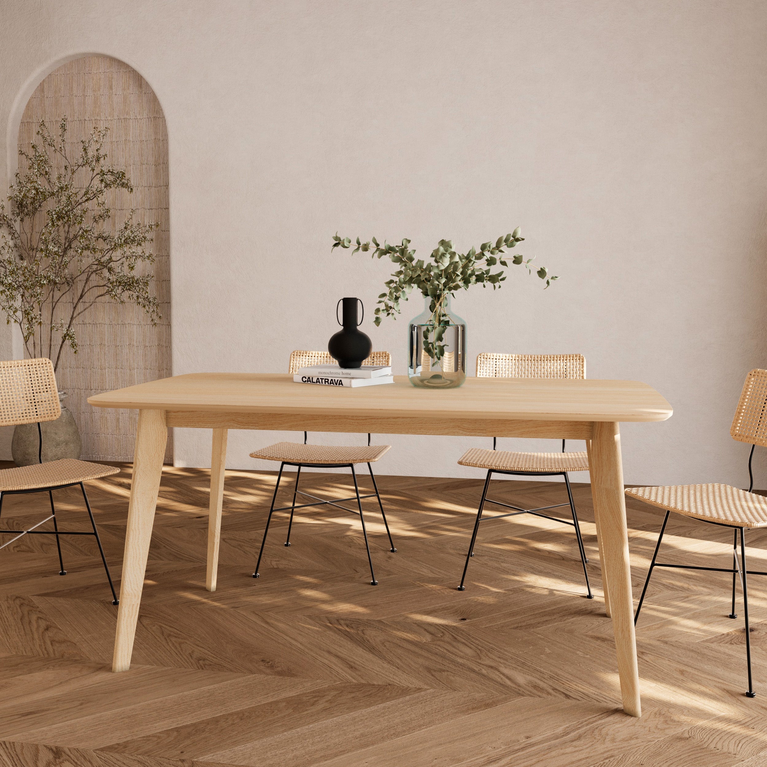 Oman - Rectangular Table for 6 People in Light Wood