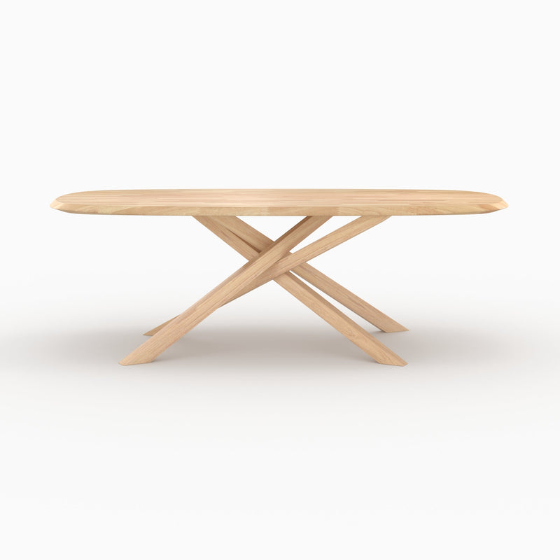 Table Aladin rectangulaire en bois d'hévéa massif clair 10 personnes