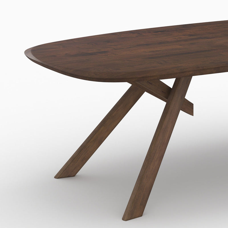 Table Merlin rectangulaire en bois d'hévéa massif foncé 8 personnes