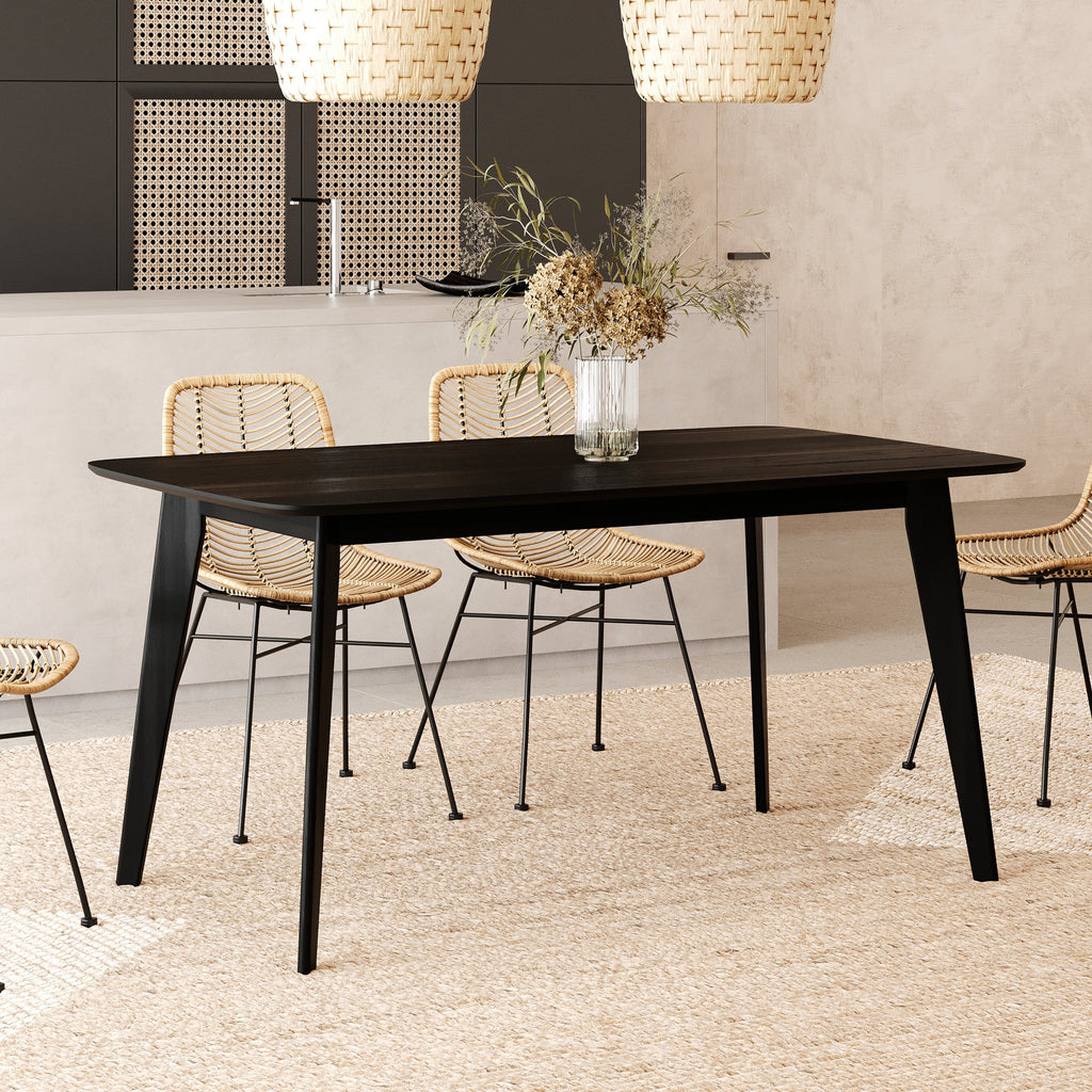 Omán - Mesa rectangular para 6 personas en madera negra