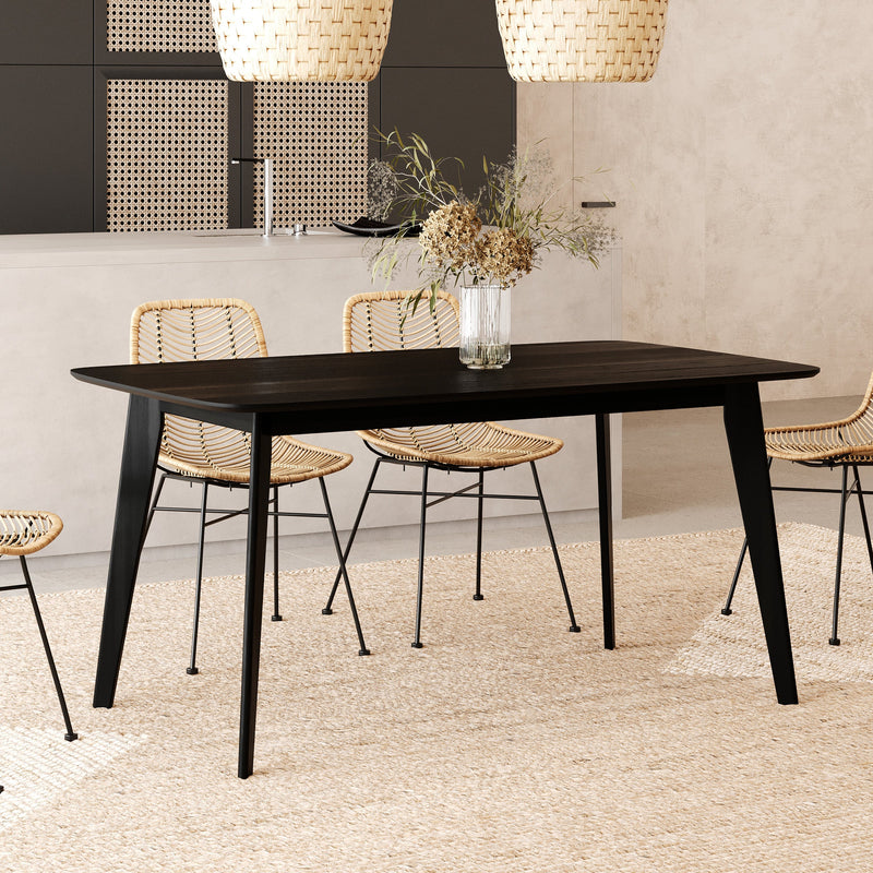 Table rectangulaire Oman 150 cm en bois noir 6 personnes
