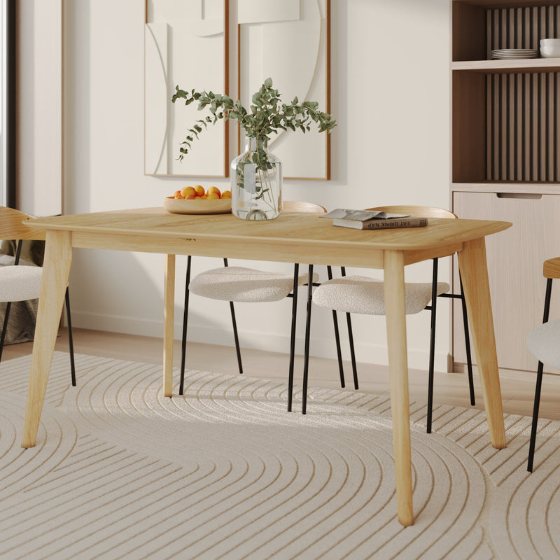 Table rectangulaire Oman 4/6 personnes extensible en bois clair 150/180 cm