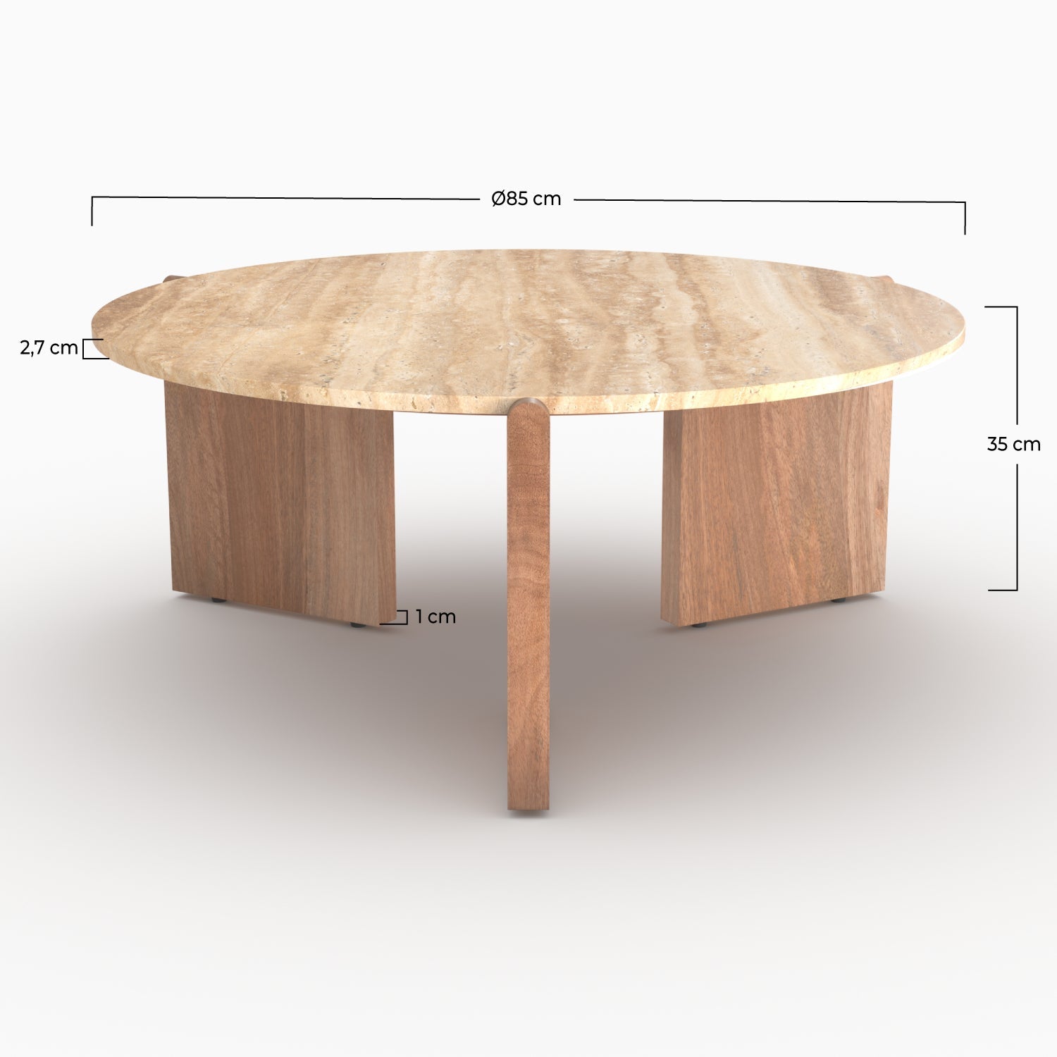 Sierra - Table Basse En Travertin Et Bois