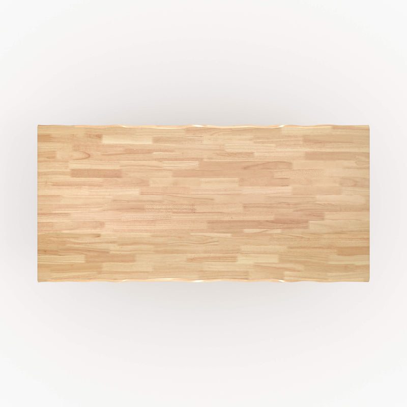 Table Robin rectangulaire en bois d'hévéa massif clair 8 personnes