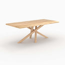 Table Robin rectangulaire en bois d'hévéa massif clair 8 personnes