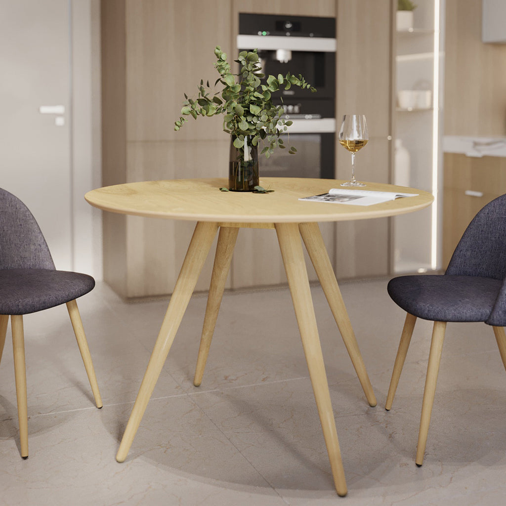 Liwa - Mesa redonda para 4 personas en madera clara natural